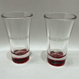 Grand Marnier Shot Glasses Orange Flavored Liquer 2 Oz Each 3 1/2 In Tall Set 2